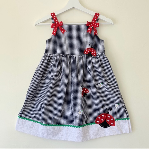 Rare Editions Other - Gingham seersucker ladybugs Rare Editions sundress